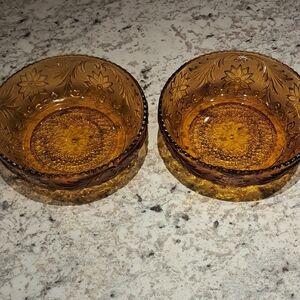 Vintage Indiana Glass "Tiara Sandwich" Amber Glass Bowls